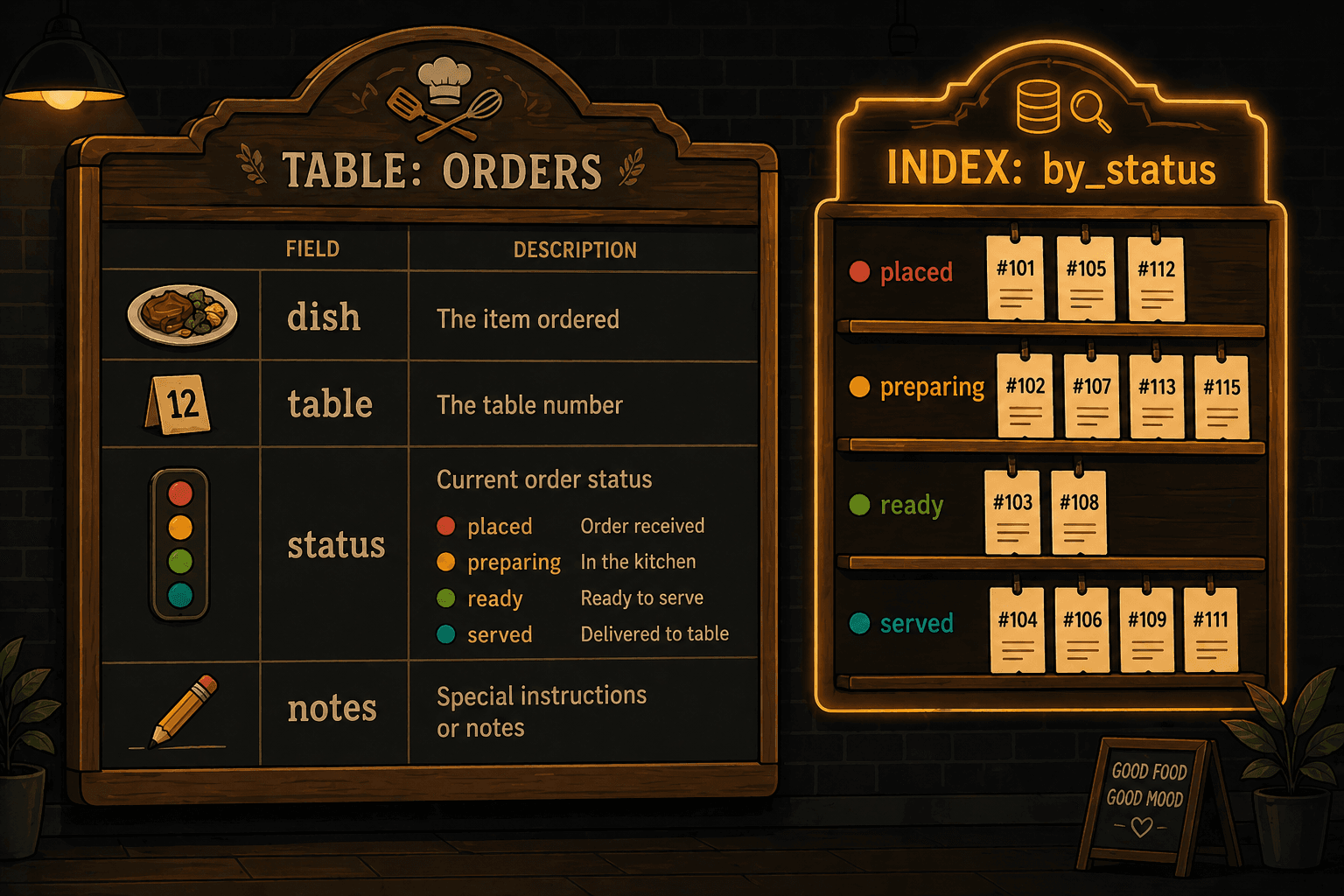 Database Schema as Menu Board